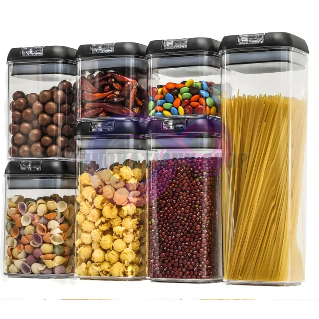 Set De 7 Contenedores Herméticos De Plástico para Cocina Despensa