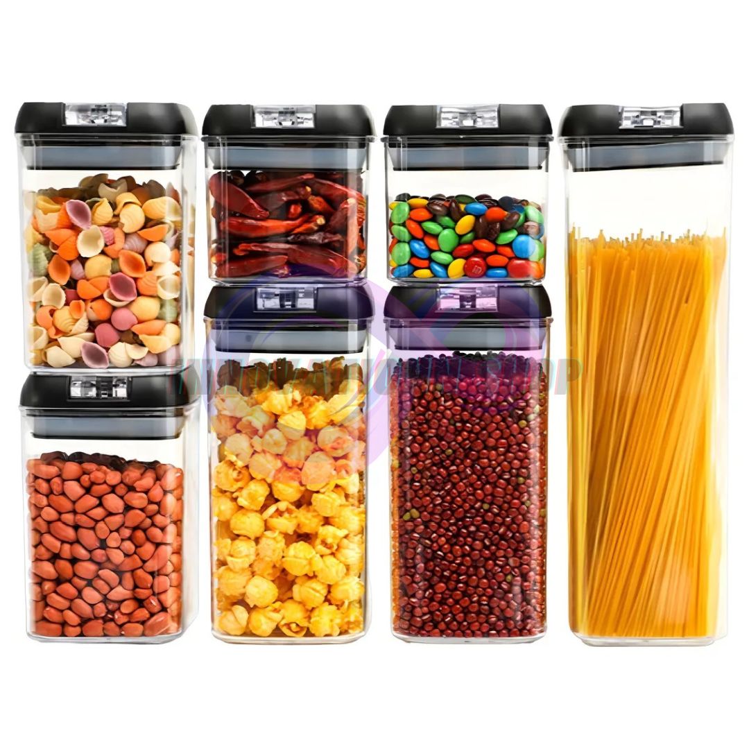 Set De 7 Contenedores Herméticos De Plástico para Cocina Despensa