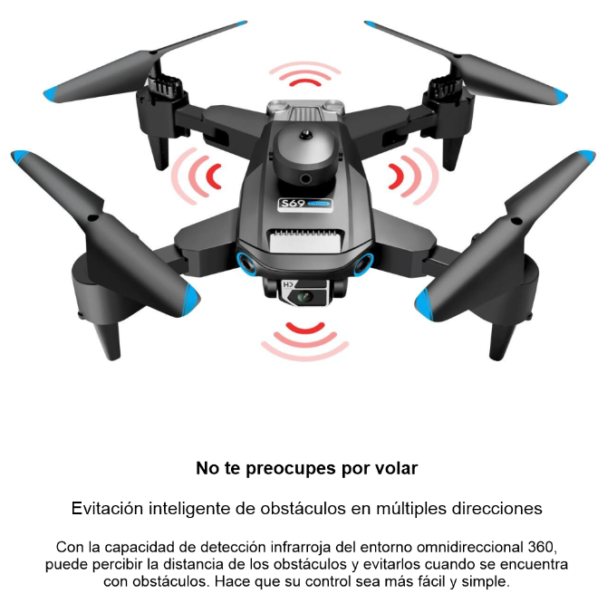 Dron con Cámara, Wifi y Sensor de Obstáculos S69