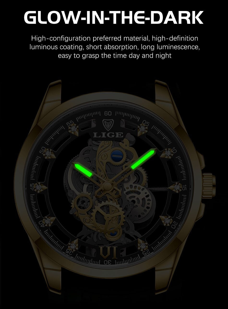 Reloj de pulsera de cuarzo con esqueleto para Hombre