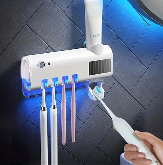 Soporte Esterilizador para Cepillos de Dientes con Dispensador de Crema Dental